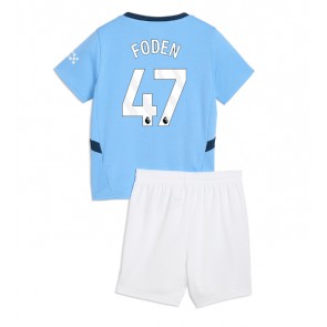 Manchester City Phil Foden #47 Hjemmebanesæt Børn 2024-25 Kort ærmer (+ korte bukser)